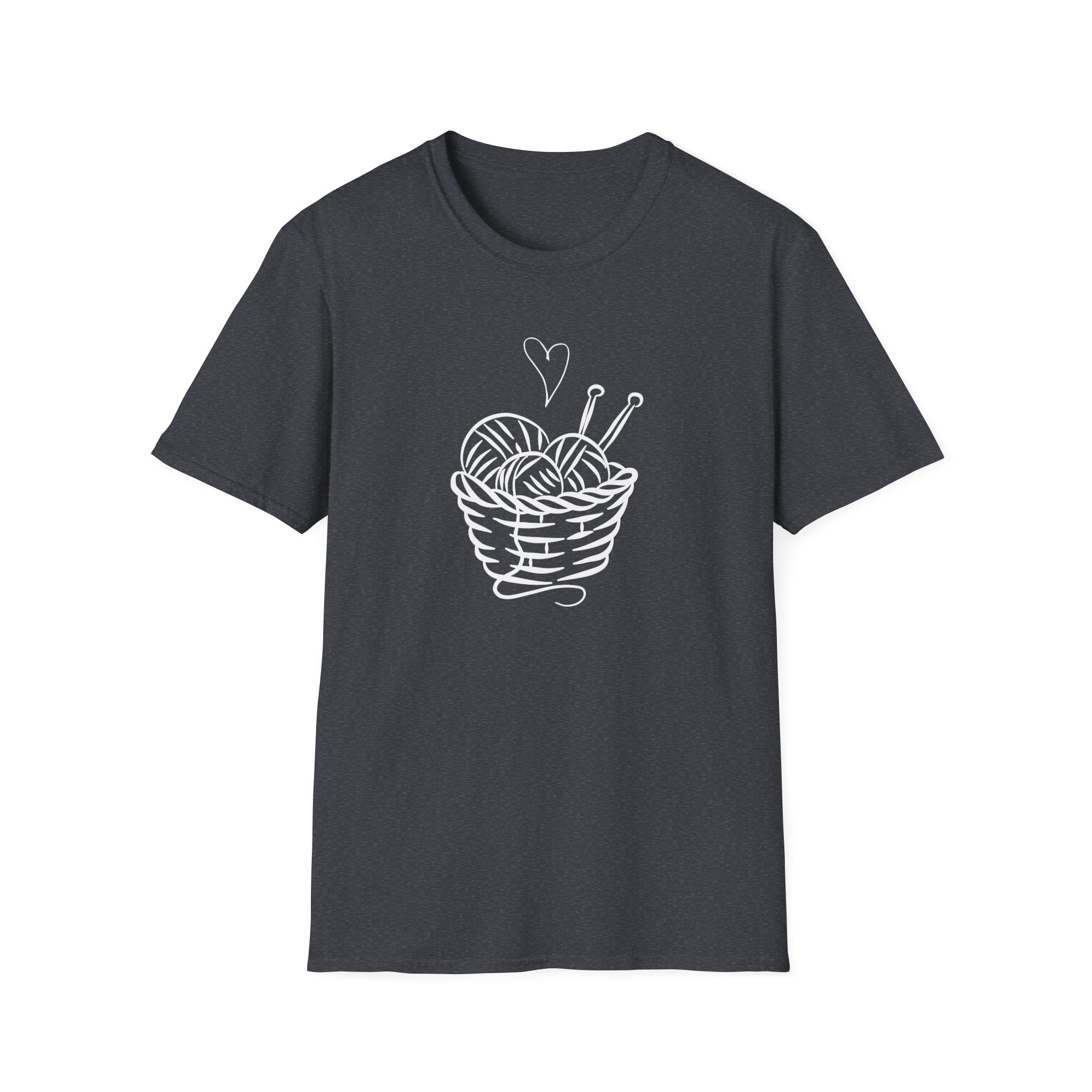 Knitting Basket T-Shirt — Cute Yarn & Needles Shirt for Knitters